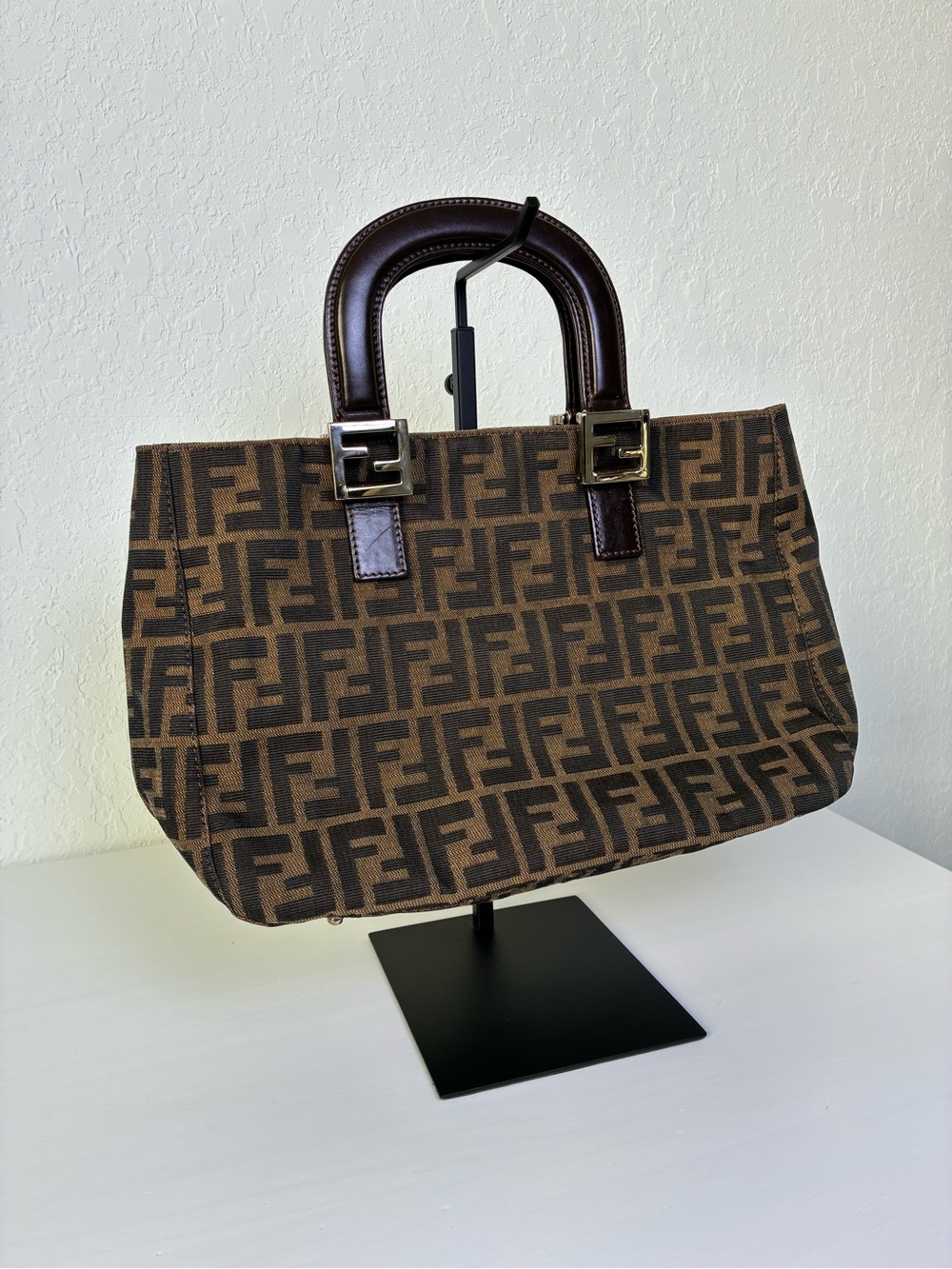 Fendi Brown Zucca Monogram Top-Handle Tote